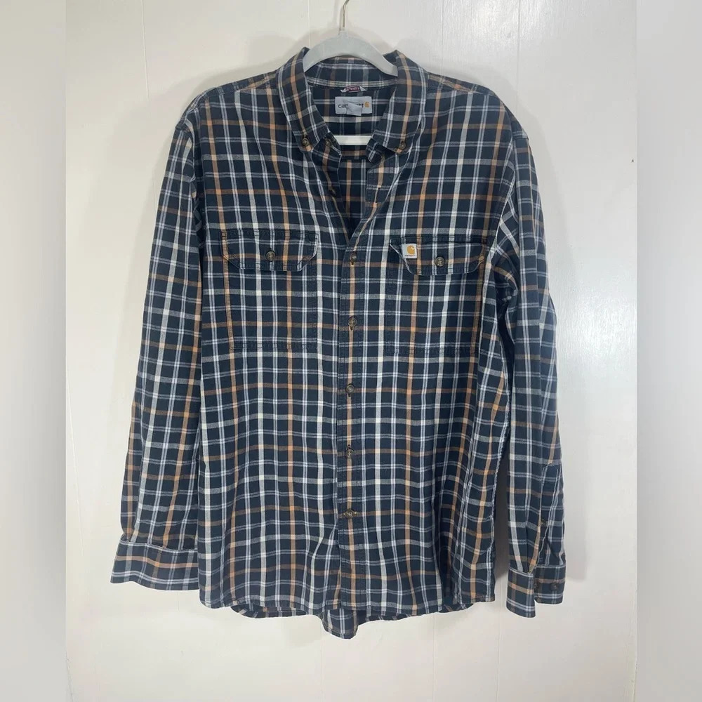 Carhartt Relaxed Fit Plaid Long Sleeve Collared Button Down Shirt Men’s Size L
